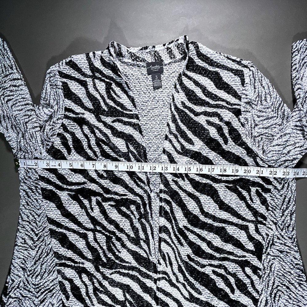 Travelers by Chico's B/W Zebra Print Jacket Sheer Open‎ Front Size 3 or US 16 - Picture 11 of 16